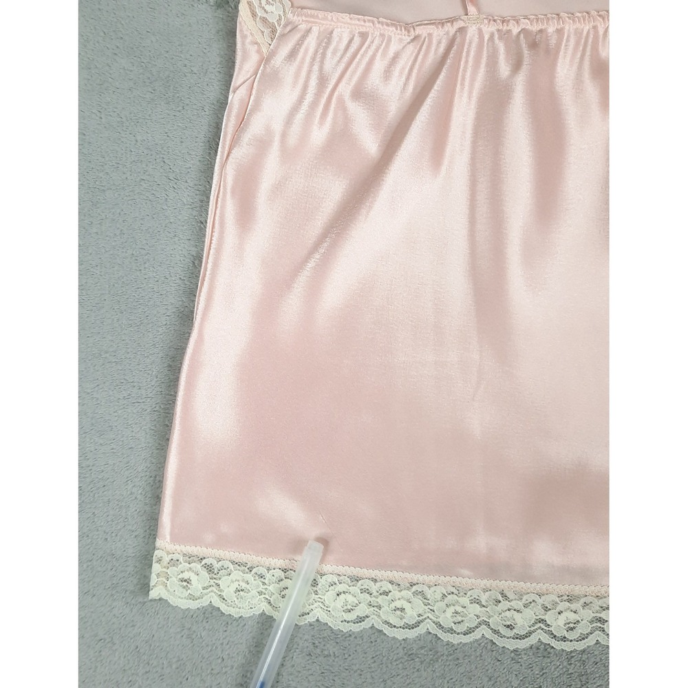 Vtg Cami Top Womens Medium Pink Satin Lace Camisole Coquette Ballet Core 90s 80s - Picture 5 of 12